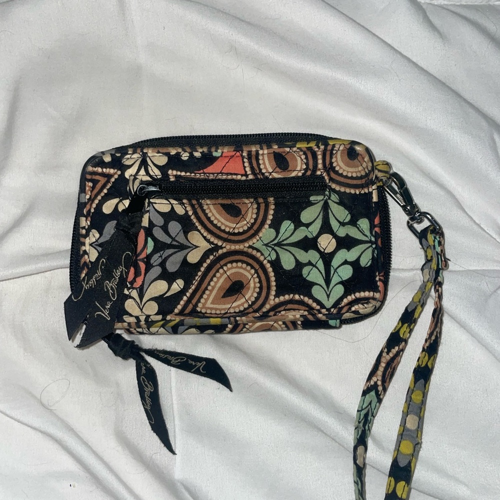 Vera Bradley Red and Green Clutch with Intricate Pattern